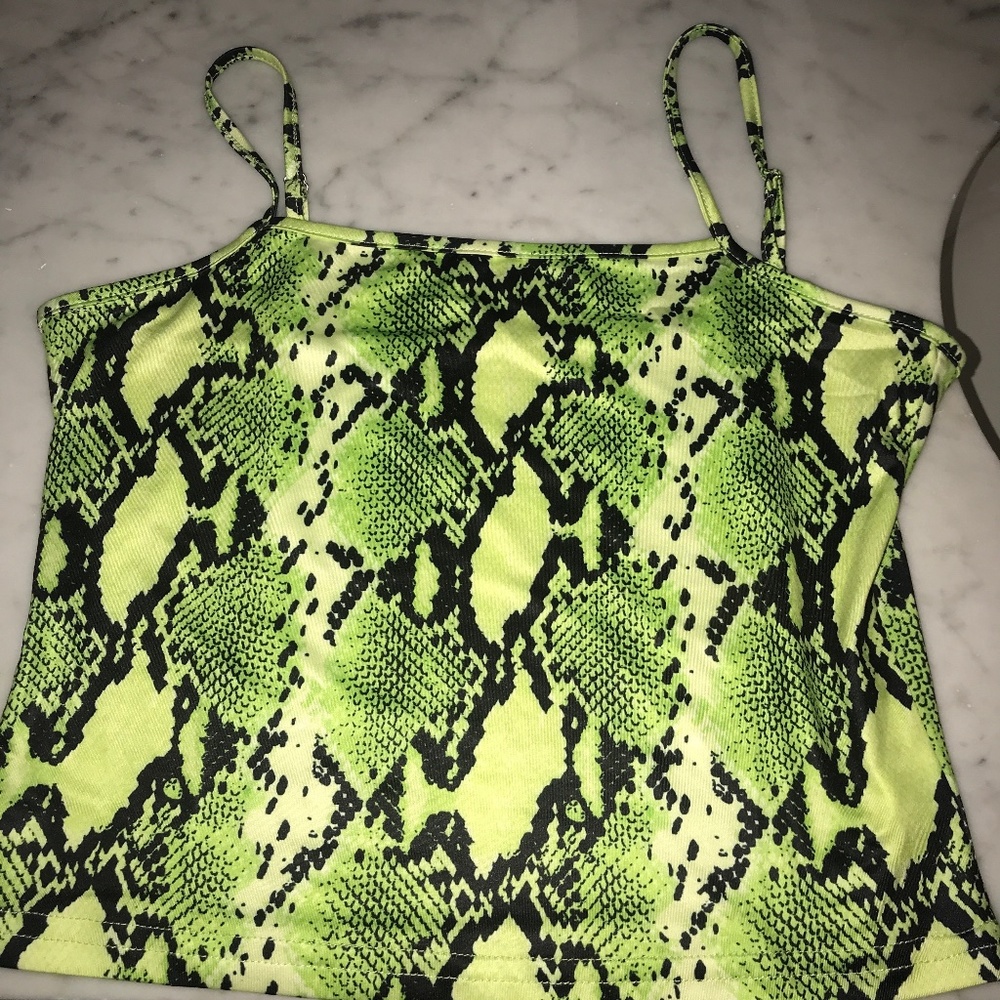 Neon Green Snakeskin Crop Top